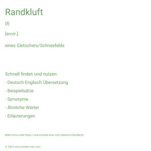 Wie schreibt man Randkluft? Bedeutung, Synonym, Antonym & Zitate.