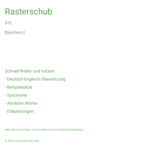 Wie schreibt man Rasterschub? Bedeutung, Synonym, Antonym & Zitate.