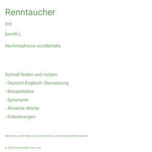 Wie schreibt man Renntaucher? Bedeutung, Synonym, Antonym & Zitate.