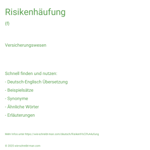 Wie schreibt man Risikenhäufung? Bedeutung, Synonym, Antonym & Zitate.