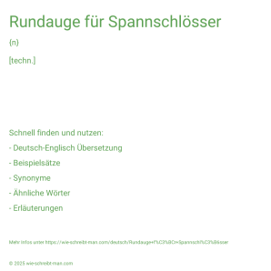 Wie schreibt man Rundauge für Spannschlösser? Bedeutung, Synonym, Antonym & Zitate.