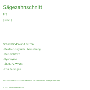 Wie schreibt man Sägezahnschnitt? Bedeutung, Synonym, Antonym & Zitate.