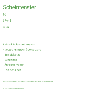 Wie schreibt man Scheinfenster? Bedeutung, Synonym, Antonym & Zitate.