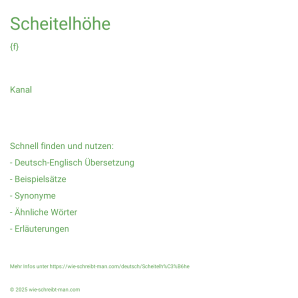 Wie schreibt man Scheitelhöhe? Bedeutung, Synonym, Antonym & Zitate.