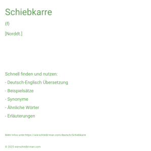Wie schreibt man Schiebkarre? Bedeutung, Synonym, Antonym & Zitate.