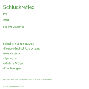 Wie schreibt man Schluckreflex? Bedeutung, Synonym, Antonym & Zitate.