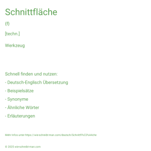Wie schreibt man Schnittfläche? Bedeutung, Synonym, Antonym & Zitate.