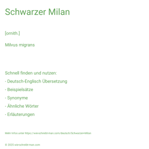 Wie schreibt man Schwarzer Milan? Bedeutung, Synonym, Antonym & Zitate.