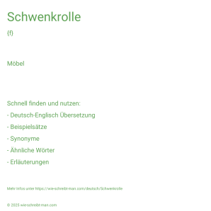 Wie schreibt man Schwenkrolle? Bedeutung, Synonym, Antonym & Zitate.