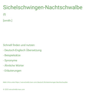 Wie schreibt man Sichelschwingen-Nachtschwalbe? Bedeutung, Synonym, Antonym & Zitate.