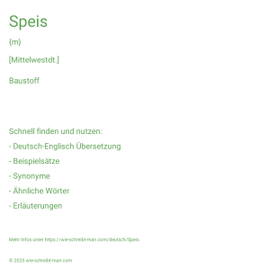 Wie schreibt man Speis? Bedeutung, Synonym, Antonym & Zitate.