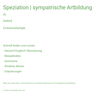 Wie schreibt man Speziation | sympatrische Artbildung? Bedeutung, Synonym, Antonym & Zitate.