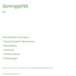 Wie schreibt man Sprenggefäß? Bedeutung, Synonym, Antonym & Zitate.