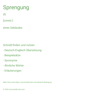 Wie schreibt man Sprengung? Bedeutung, Synonym, Antonym & Zitate.