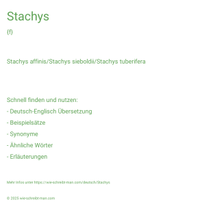 Wie schreibt man Stachys? Bedeutung, Synonym, Antonym & Zitate.