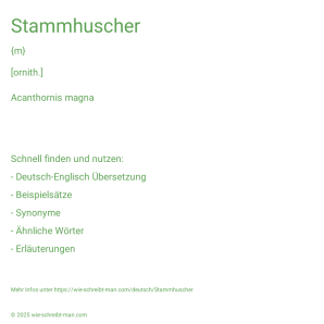 Wie schreibt man Stammhuscher? Bedeutung, Synonym, Antonym & Zitate.