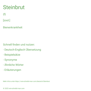 Wie schreibt man Steinbrut? Bedeutung, Synonym, Antonym & Zitate.