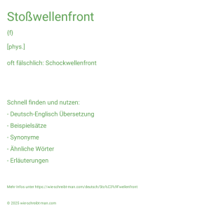 Wie schreibt man Stoßwellenfront? Bedeutung, Synonym, Antonym & Zitate.