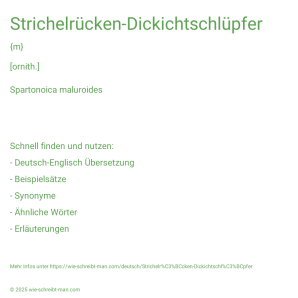 Wie schreibt man Strichelrücken-Dickichtschlüpfer? Bedeutung, Synonym, Antonym & Zitate.