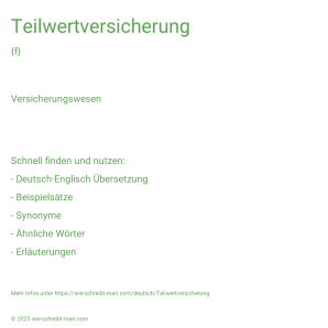 Wie schreibt man Teilwertversicherung? Bedeutung, Synonym, Antonym & Zitate.