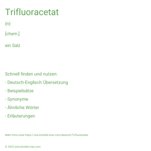 Wie schreibt man Trifluoracetat? Bedeutung, Synonym, Antonym & Zitate.