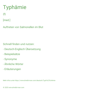 Wie schreibt man Typhämie? Bedeutung, Synonym, Antonym & Zitate.