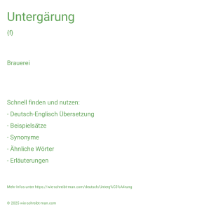 Wie schreibt man Untergärung? Bedeutung, Synonym, Antonym & Zitate.
