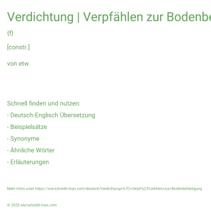 Wie schreibt man Verdichtung | Verpfählen zur Bodenbefestigung? Bedeutung, Synonym, Antonym & Zitate.