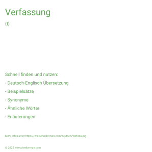 Wie schreibt man Verfassung? Bedeutung, Synonym, Antonym & Zitate.