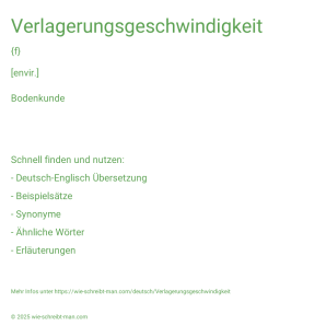 Wie schreibt man Verlagerungsgeschwindigkeit? Bedeutung, Synonym, Antonym & Zitate.