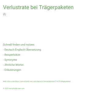 Wie schreibt man Verlustrate bei Trägerpaketen? Bedeutung, Synonym, Antonym & Zitate.
