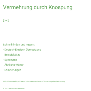 Wie schreibt man Vermehrung durch Knospung? Bedeutung, Synonym, Antonym & Zitate.