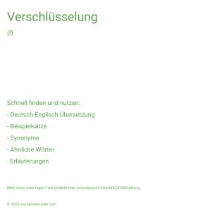 Wie schreibt man Verschlüsselung? Bedeutung, Synonym, Antonym & Zitate.