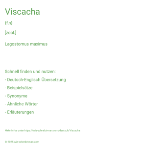 Wie schreibt man Viscacha? Bedeutung, Synonym, Antonym & Zitate.