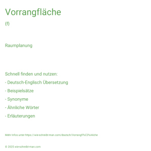 Wie schreibt man Vorrangfläche? Bedeutung, Synonym, Antonym & Zitate.