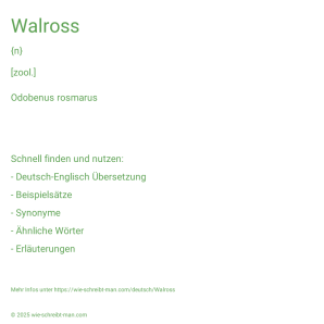 Wie schreibt man Walross? Bedeutung, Synonym, Antonym & Zitate.