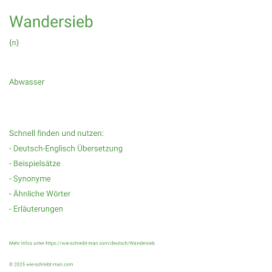 Wie schreibt man Wandersieb? Bedeutung, Synonym, Antonym & Zitate.