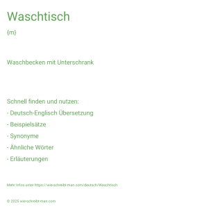 Wie schreibt man Waschtisch? Bedeutung, Synonym, Antonym & Zitate.