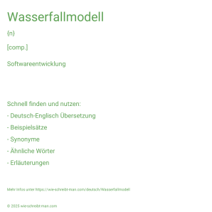 Wie schreibt man Wasserfallmodell? Bedeutung, Synonym, Antonym & Zitate.