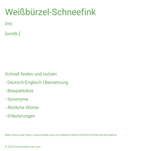 Wie schreibt man Weißbürzel-Schneefink? Bedeutung, Synonym, Antonym & Zitate.