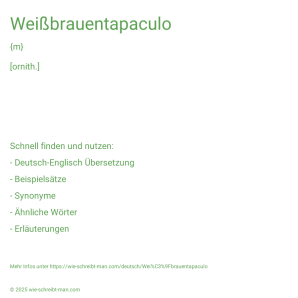 Wie schreibt man Weißbrauentapaculo? Bedeutung, Synonym, Antonym & Zitate.
