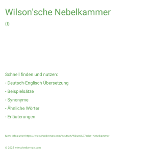 Wie schreibt man Wilson'sche Nebelkammer? Bedeutung, Synonym, Antonym & Zitate.