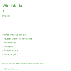 Wie schreibt man Windstärke? Bedeutung, Synonym, Antonym & Zitate.