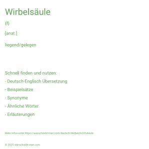 Wie schreibt man Wirbelsäule? Bedeutung, Synonym, Antonym & Zitate.