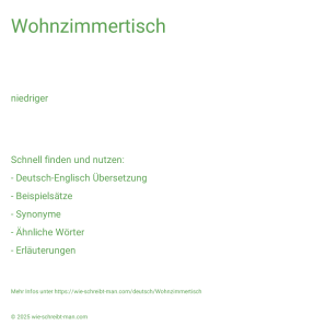 Wie schreibt man Wohnzimmertisch? Bedeutung, Synonym, Antonym & Zitate.