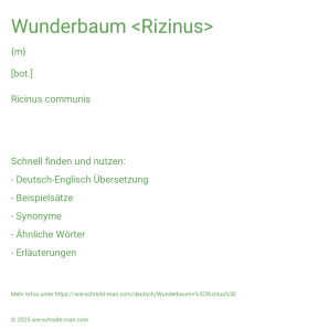 Wie schreibt man Wunderbaum <Rizinus>? Bedeutung, Synonym, Antonym & Zitate.