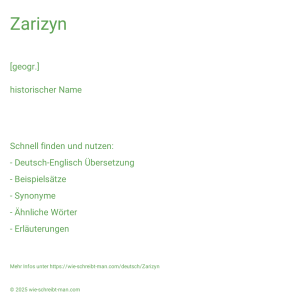 Wie schreibt man Zarizyn? Bedeutung, Synonym, Antonym & Zitate.