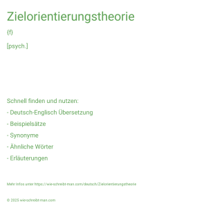 Wie schreibt man Zielorientierungstheorie? Bedeutung, Synonym, Antonym & Zitate.