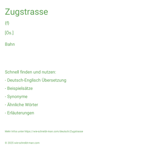 Wie schreibt man Zugstrasse? Bedeutung, Synonym, Antonym & Zitate.