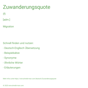 Wie schreibt man Zuwanderungsquote? Bedeutung, Synonym, Antonym & Zitate.